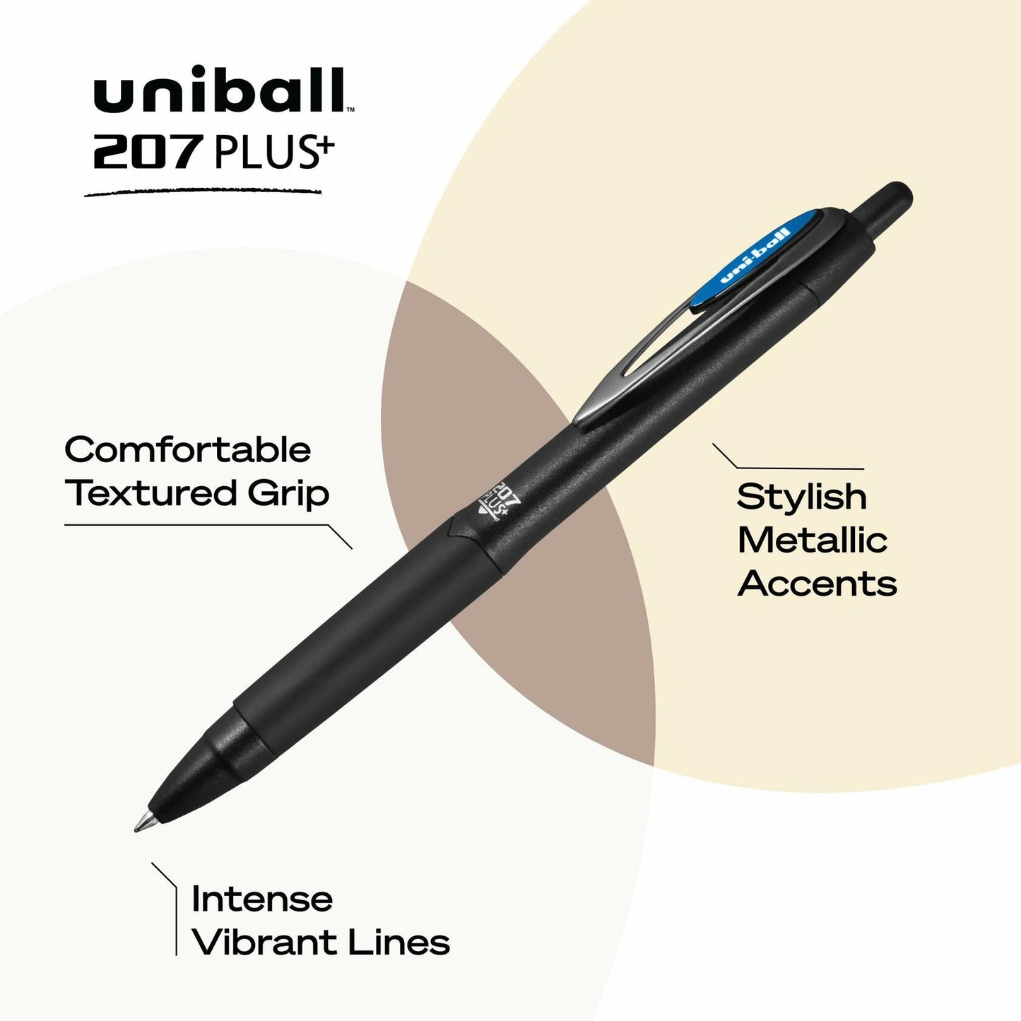 207PLUS+ Gel Pen Retractable 0.7mm Blue Ink 4 Pack