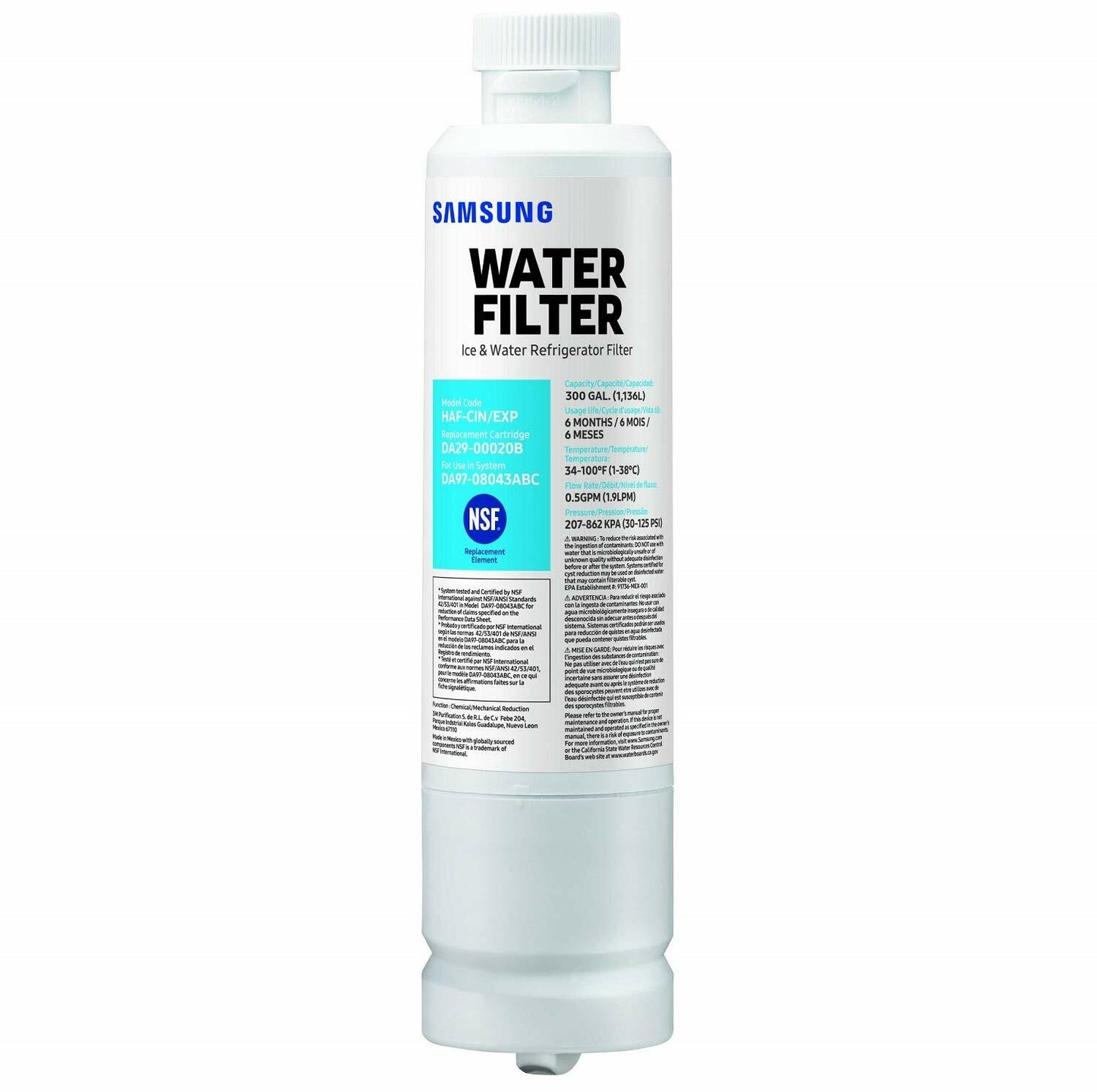 Samsung Water Filter DA29-00020B White Plastic 1 Pack