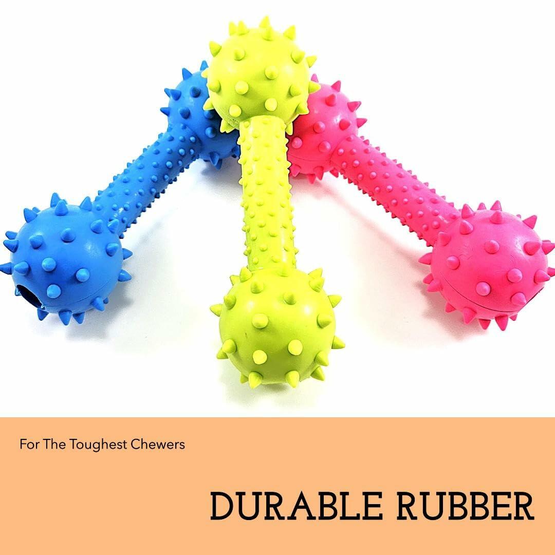 Generic Dog Chew Toy Dumbbell Durable Natural Rubber Lime Green