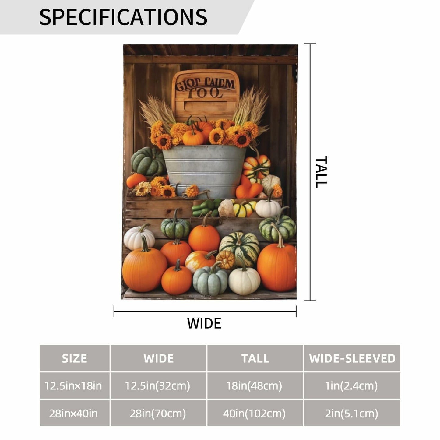 Ovitssrk Farm Pumpkins Garden Flag Double-Sided 12.5x18 Inch Autumn Holiday