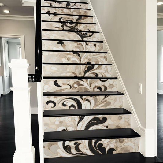 REDAMANCY 14pcs Vinyl Stair Riser Decals Abstract Colorful Marble Design
