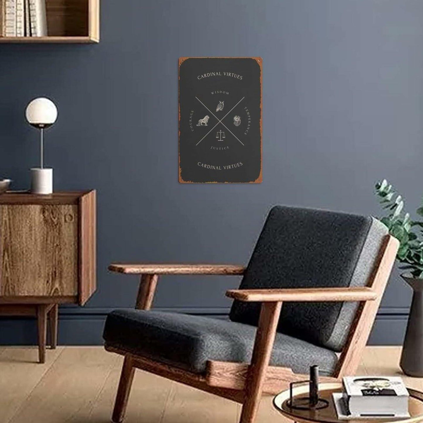 KIVYYB Cardinal Virtues Black Retro Tin Sign Movie Art 8x12 Inches