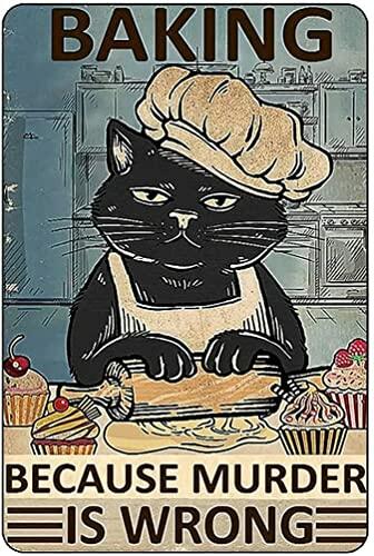 Leyeve Vintage Metal Tin Sign Black Cat Decoration 12x8 inches
