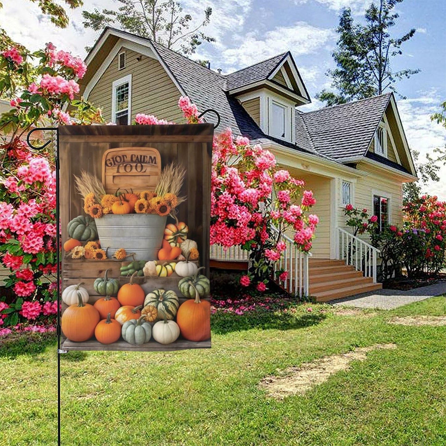 Ovitssrk Farm Pumpkins Garden Flag Double-Sided 12.5x18 Inch Autumn Holiday