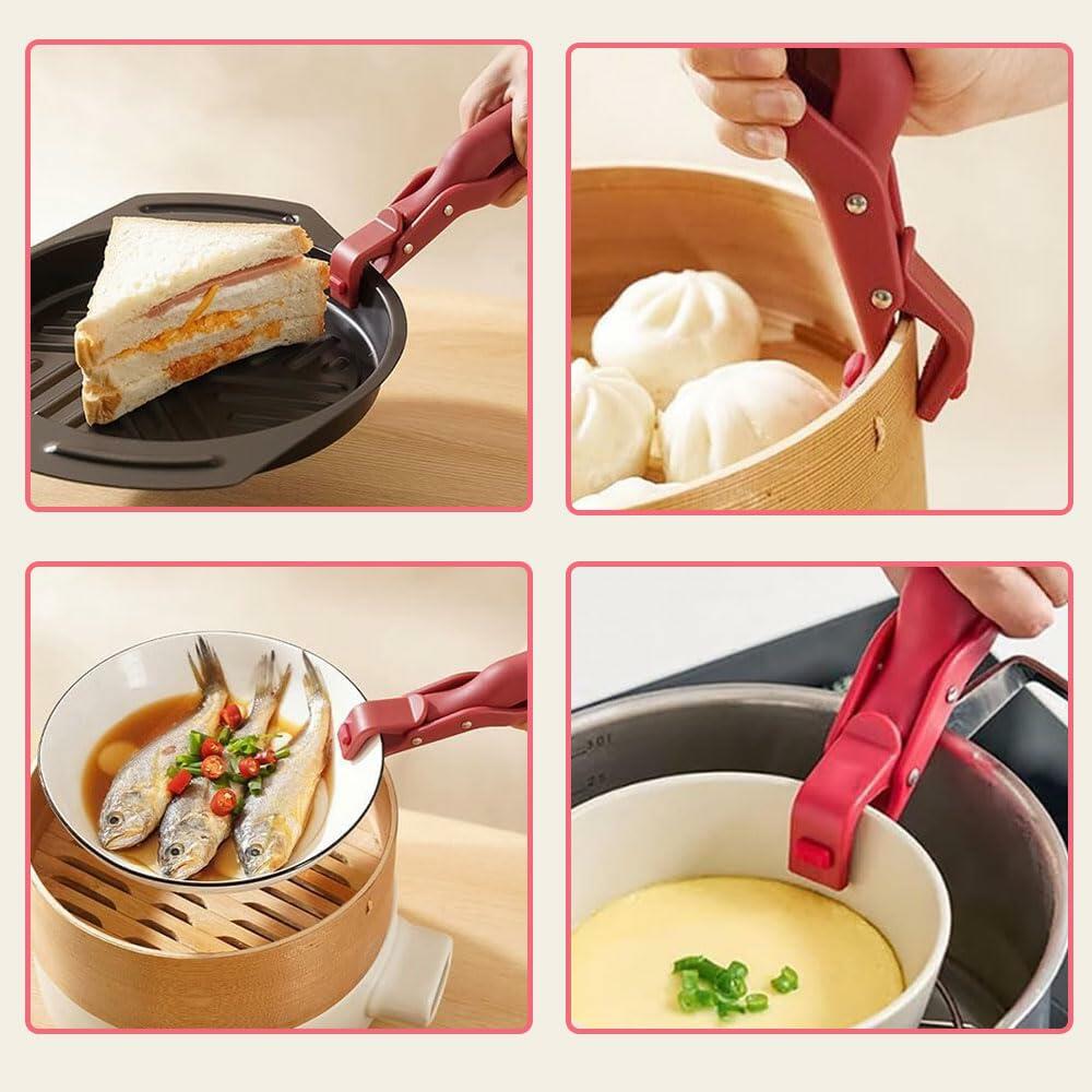 Pfleliey Multi-Purpose Silicone Anti-Scald Bowl Holder Clip Green 7.4x3.5x1.5in