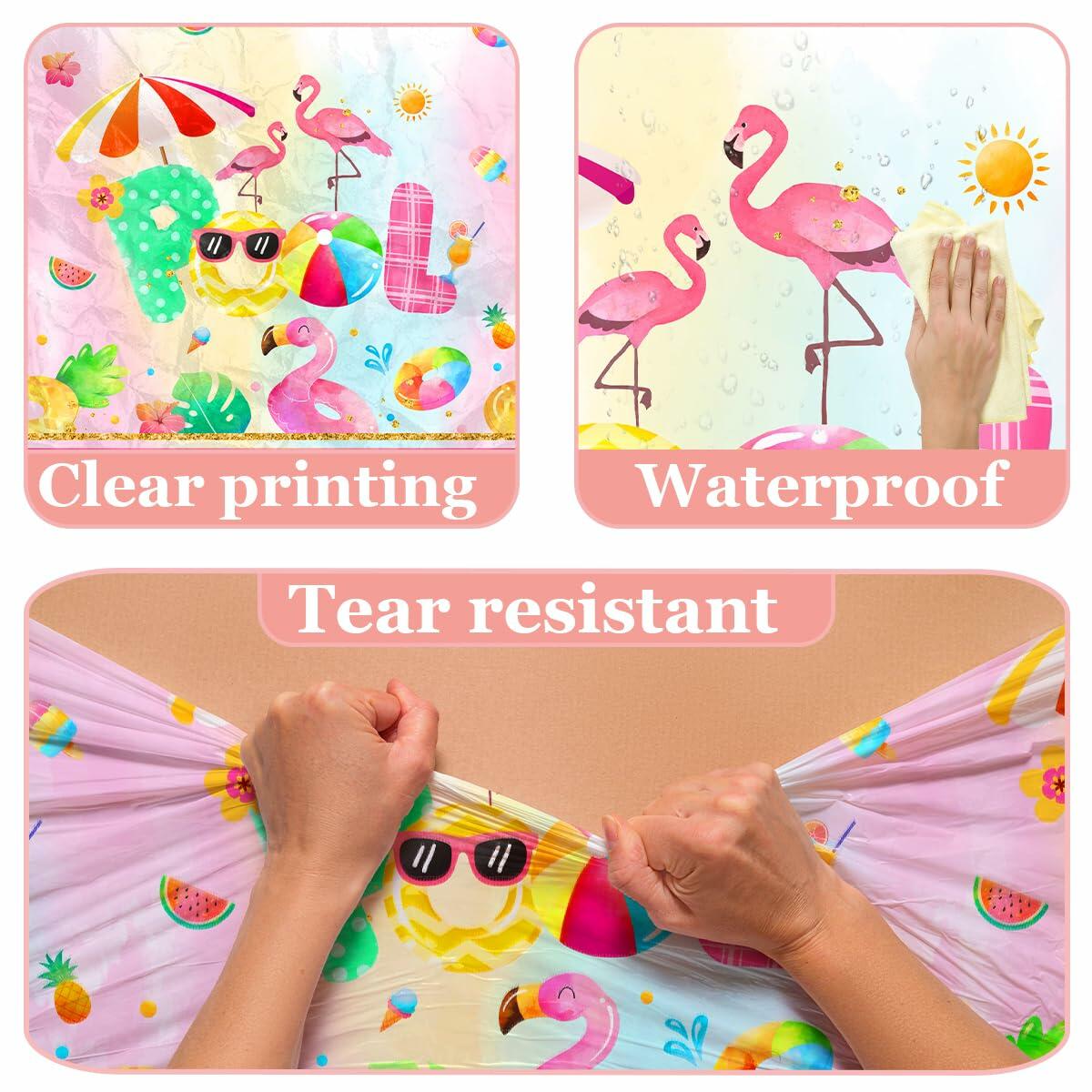 3pcs Pink Flamingo Pool Party Tablecloth Supplies Tropical Luau 54x108in