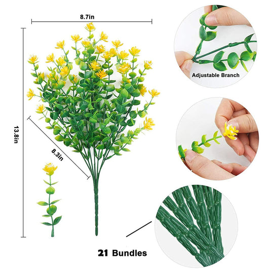 WEAUSUP 21 Bundles Outdoor UV Resistant Faux Plants Plastic 7 Colors