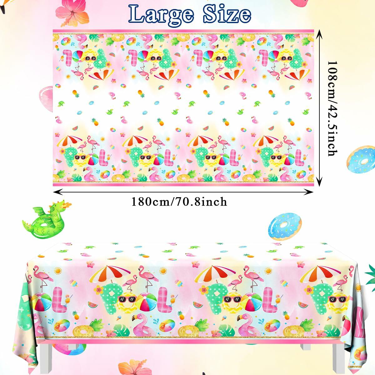 3pcs Pink Flamingo Pool Party Tablecloth Supplies Tropical Luau 54x108in