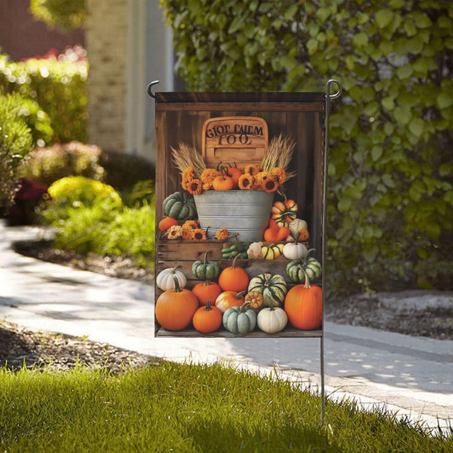 Ovitssrk Farm Pumpkins Garden Flag Double-Sided 12.5x18 Inch Autumn Holiday