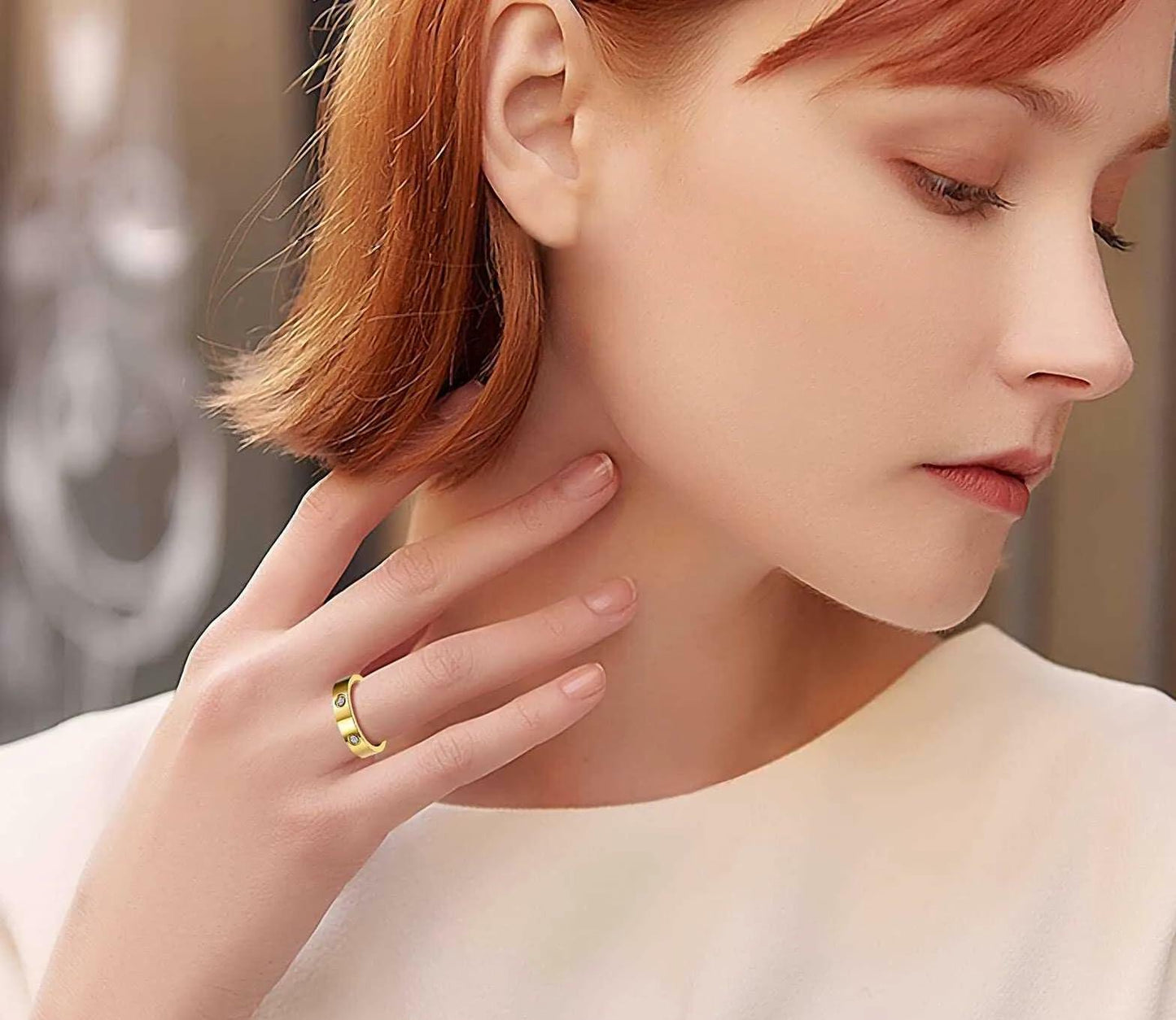 YNAAIAA 18K Gold Silver Diamond Cubic Zirconia Promise Ring Gold 10