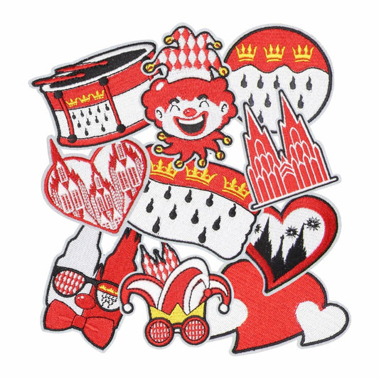 HEYTRCO 9PCS Clown Costume Iron-On Patches Set Red Mardi Gras