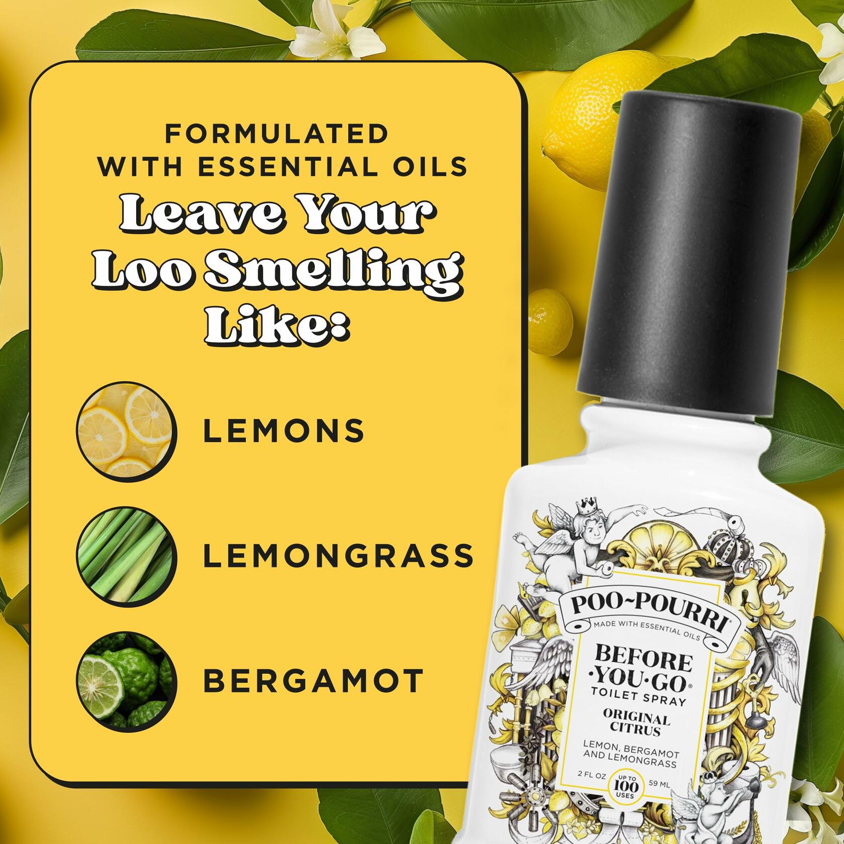Poo-Pourri Toilet Spray Original Citrus Lemon Bergamot 2oz 2 Pack