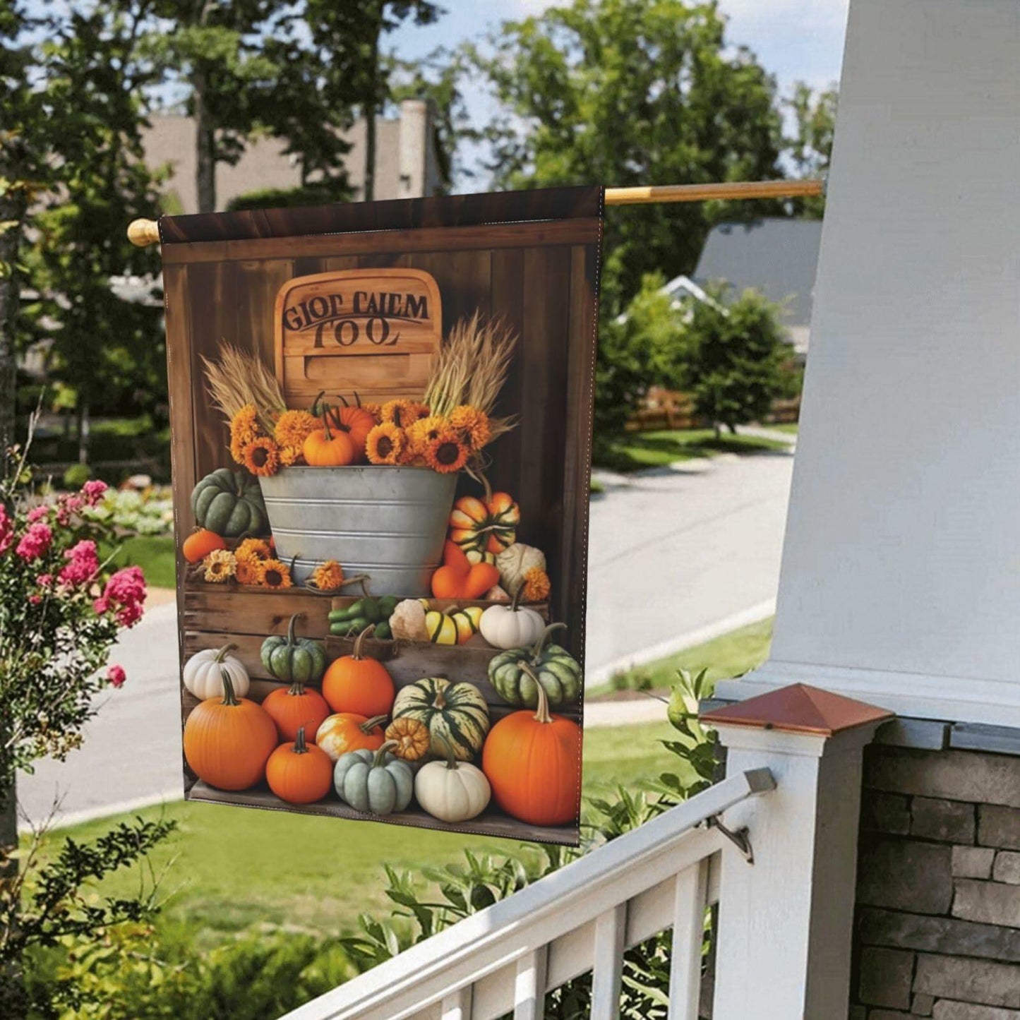 Ovitssrk Farm Pumpkins Garden Flag Double-Sided 12.5x18 Inch Autumn Holiday
