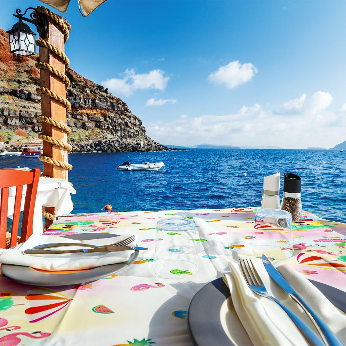 3pcs Pink Flamingo Pool Party Tablecloth Supplies Tropical Luau 54x108in