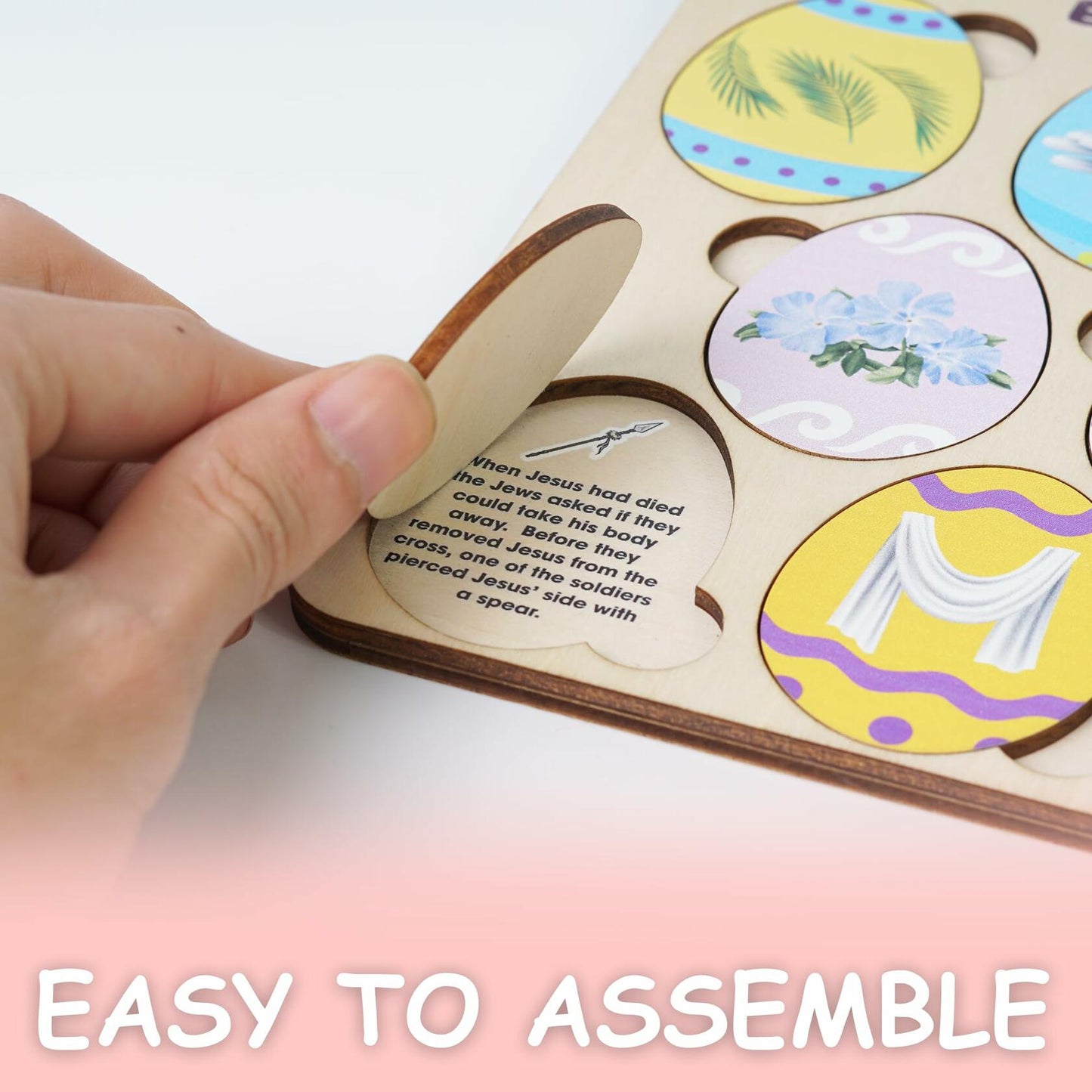 KATINAT Easter Story Wooden Eggs Set 12pcs Easter Story Puzzle Small