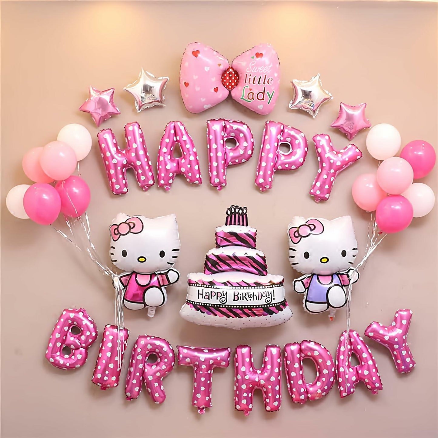 24pcs Kitty Birthday Banner Party Supplies Decorations for Girls Toddlers