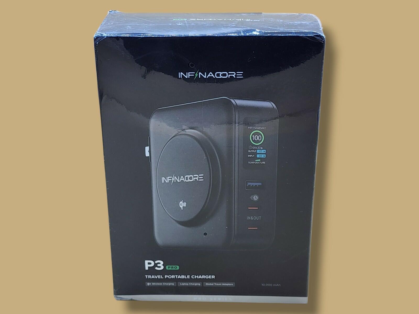 [Like New] InfinaCore P3 Pro 65W GaN 10500mAh Qi Wireless Portable Charger Black