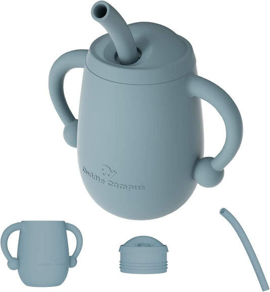 [Like New] Cuddle Campus Silicone Baby Training Cup 4 Oz Boothbay Gray