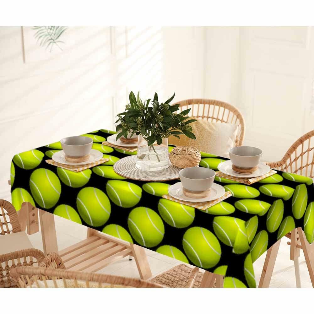 NOHSHE Tennis Ball Rectangle Table Cloth Waterproof Yellow Black 52x70