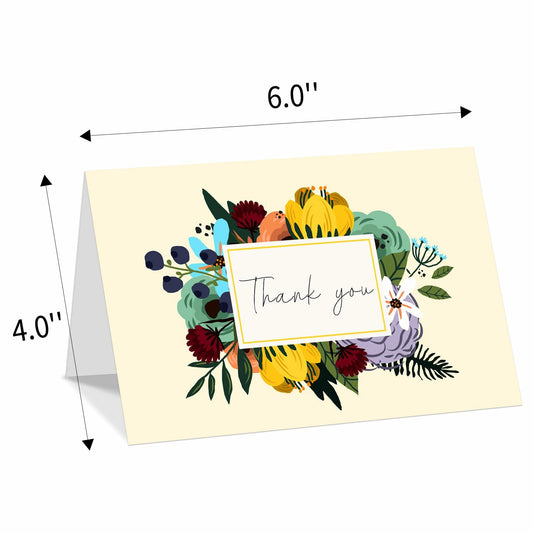 JSDRSK 24 Pack Floral Thank You Cards 4x6 Inch with Envelopes Stickers Colorful