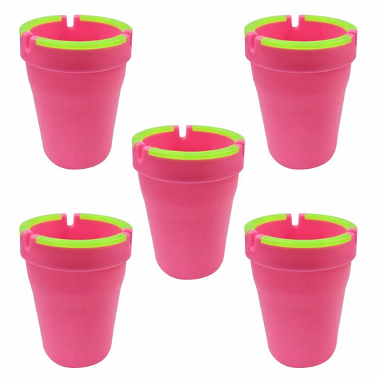 SKERJOVL 5PCS Car Glow in Dark Ashtray with Lid Portable Black