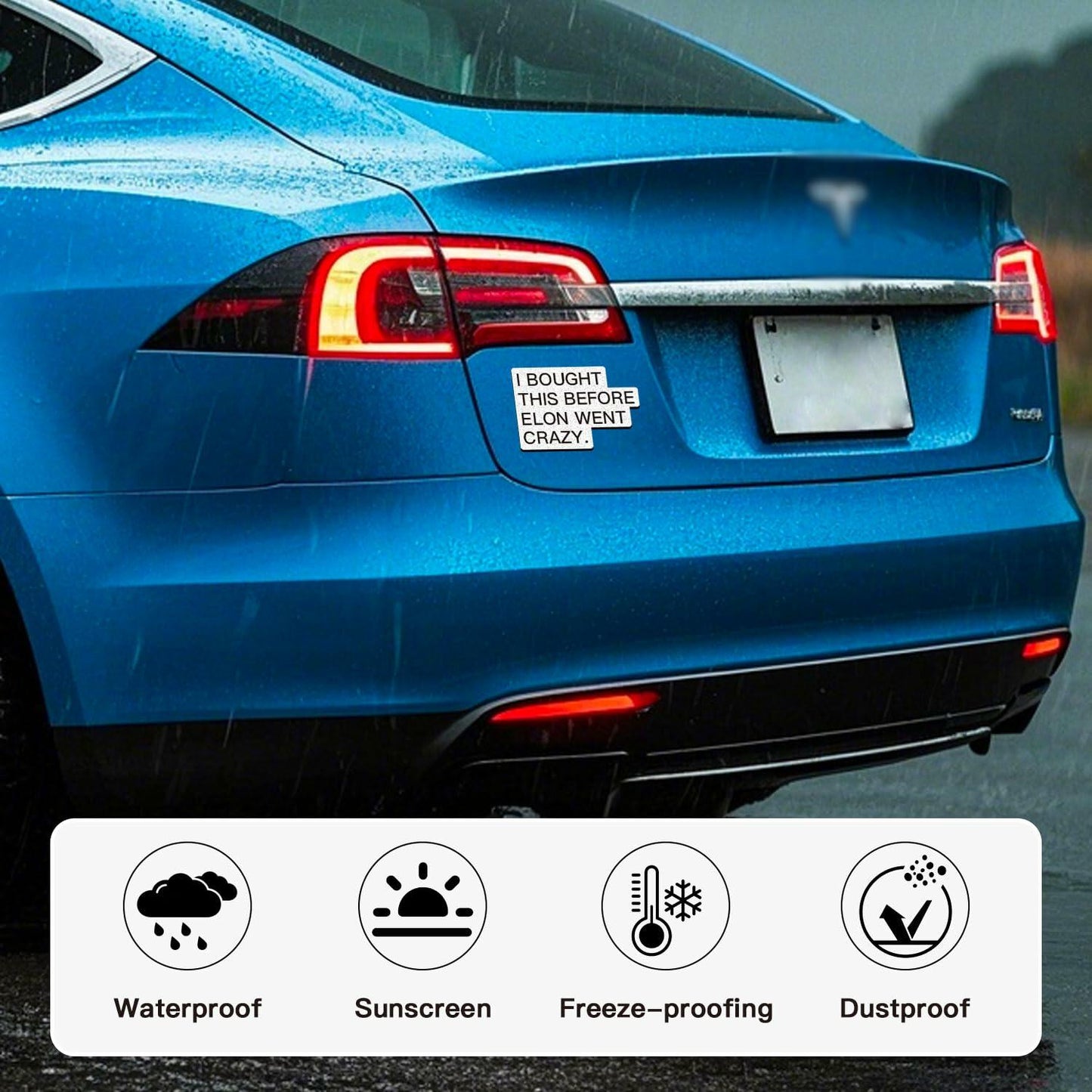 Tesla Anti Elon Musk Bumper Sticker 2 Pack 4x2.7in White Reflective Vinyl