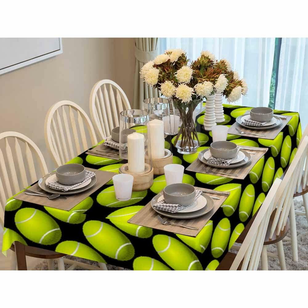 NOHSHE Tennis Ball Rectangle Table Cloth Waterproof Yellow Black 52x70