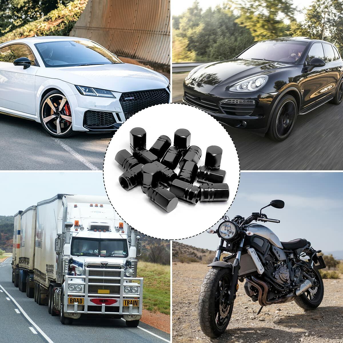 Fekey&JF 16 PCS Universal Tire Valve Stem Caps Waterproof Airtight Black