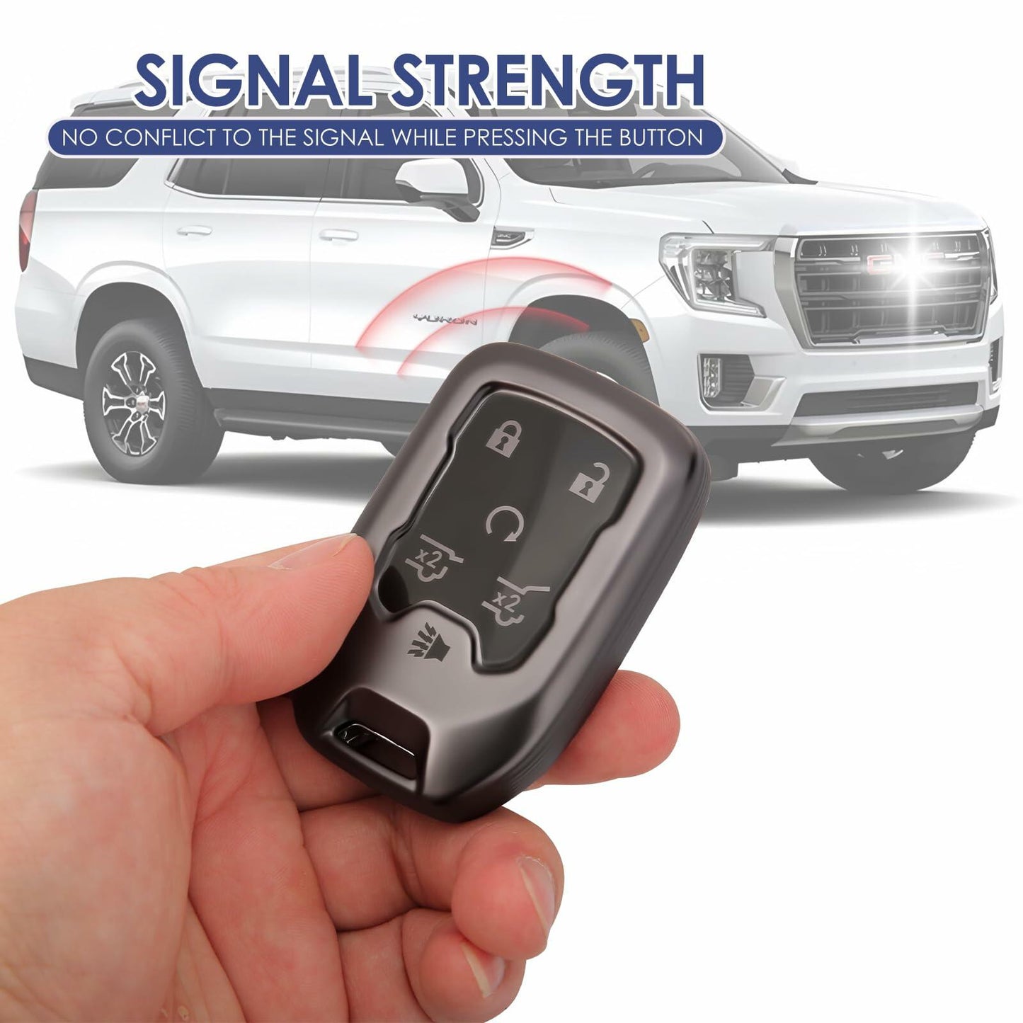 LIANGYM Blue TPU Key Fob Cover 6-Button for 2015-2020 GMC Yukon XL Denali