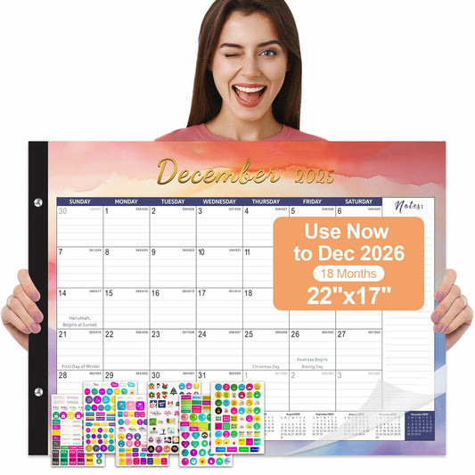 Gannyfer 2026 Desk Calendar 22"x17" Large 18 Month Calendar 2025-2026