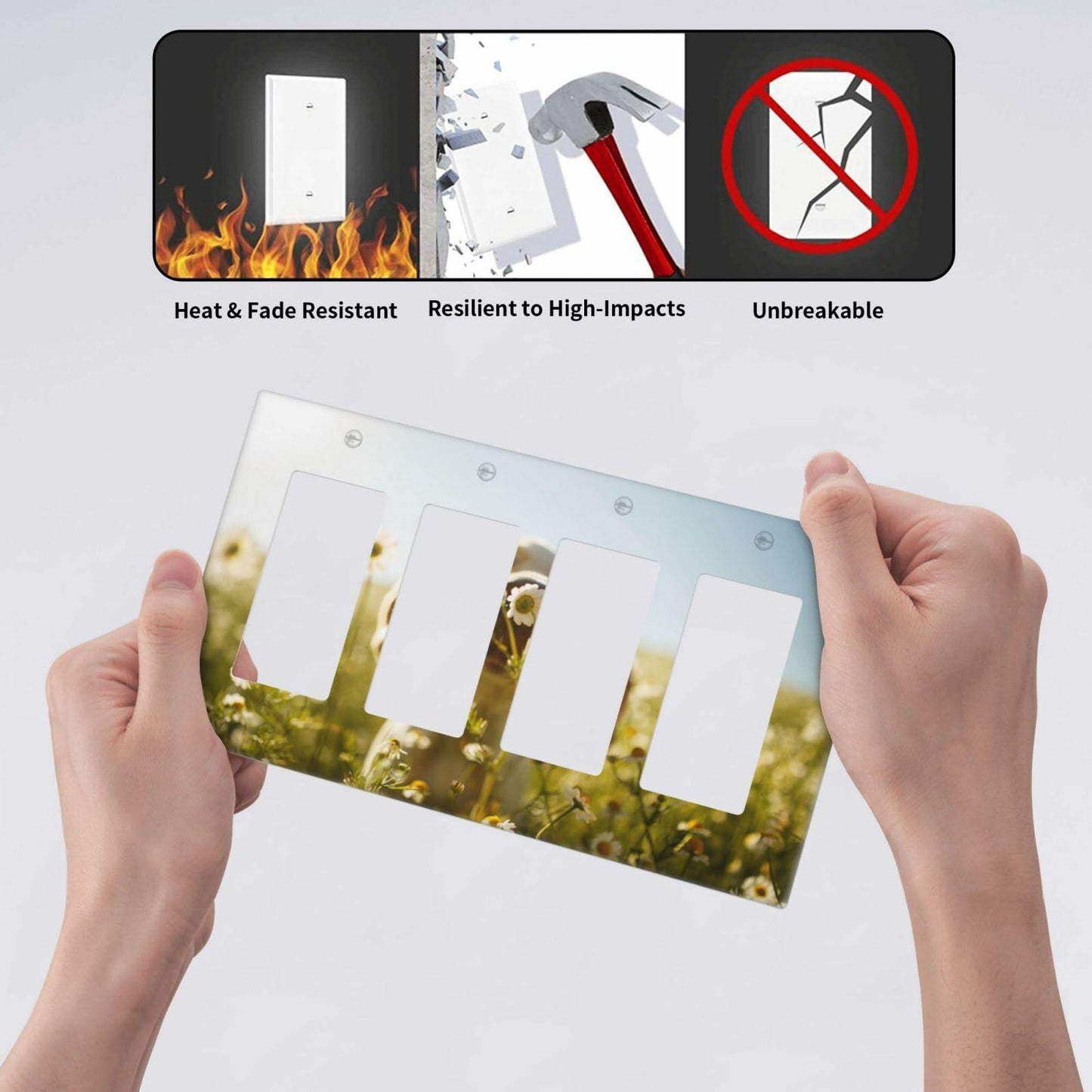 Wpshijia 4 Gang Light Switch Cover Wild Daisy Puppy Outdoor Wall Plate