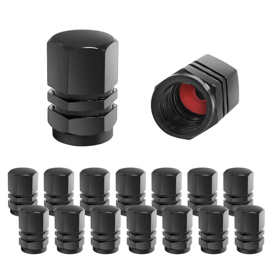 Fekey&JF 16 PCS Universal Tire Valve Stem Caps Waterproof Airtight Black