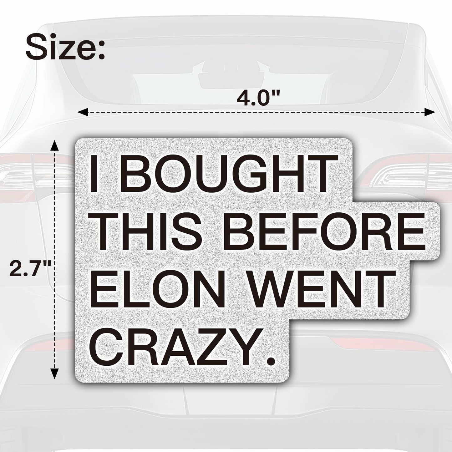 Tesla Anti Elon Musk Bumper Sticker 2 Pack 4x2.7in White Reflective Vinyl
