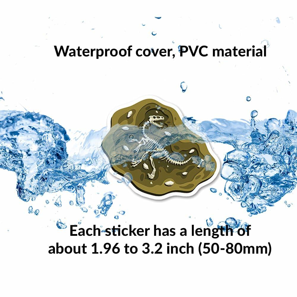 Fossil Stickers 50 Pcs Vinyl Cartoon Plant & Animal Multicolor