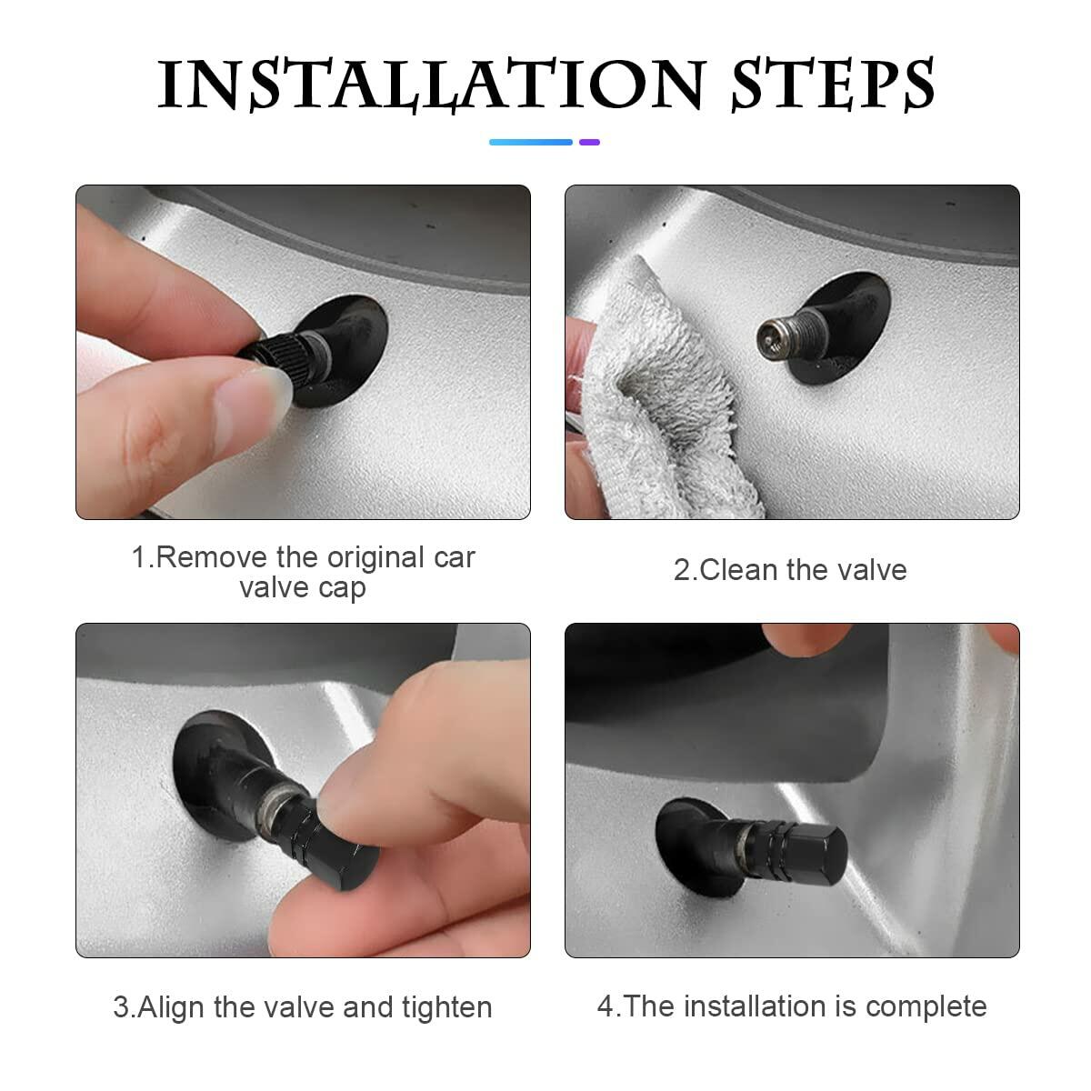 Fekey&JF 16 PCS Universal Tire Valve Stem Caps Waterproof Airtight Black