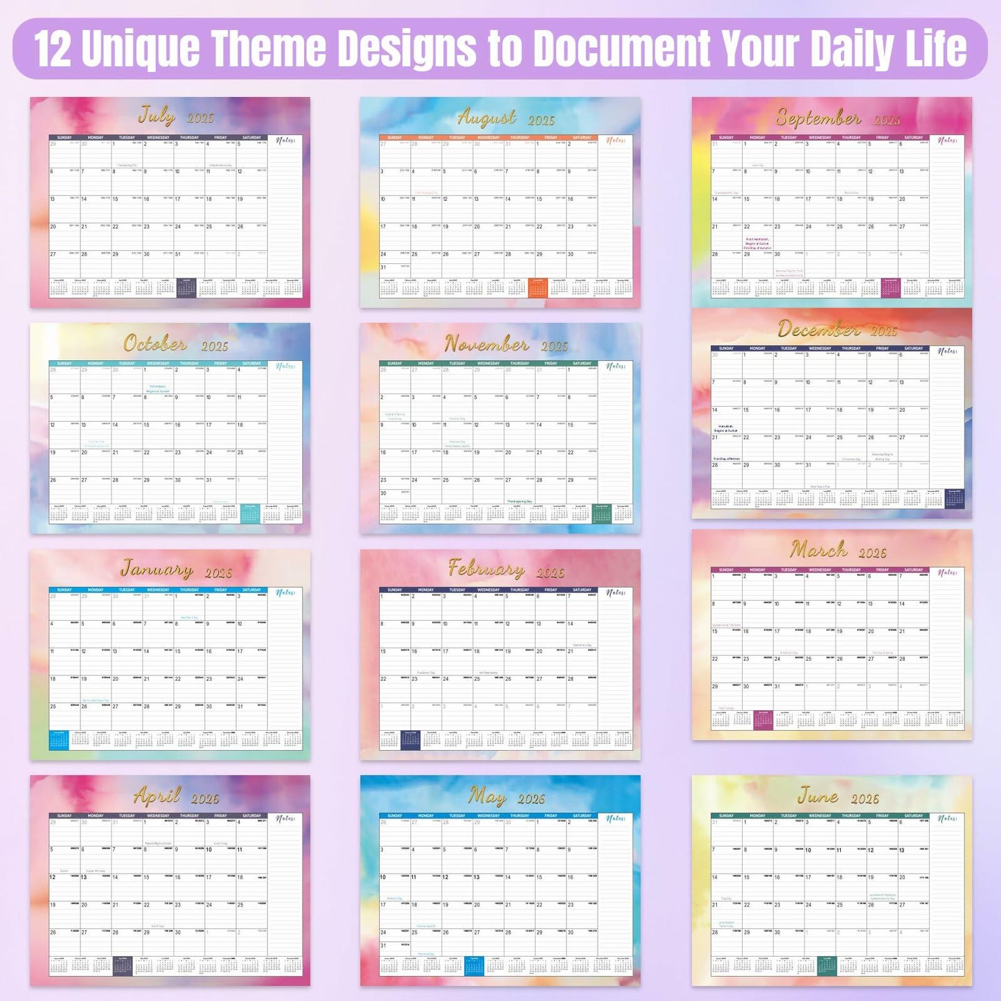 Gannyfer 2026 Desk Calendar 22"x17" Large 18 Month Calendar 2025-2026