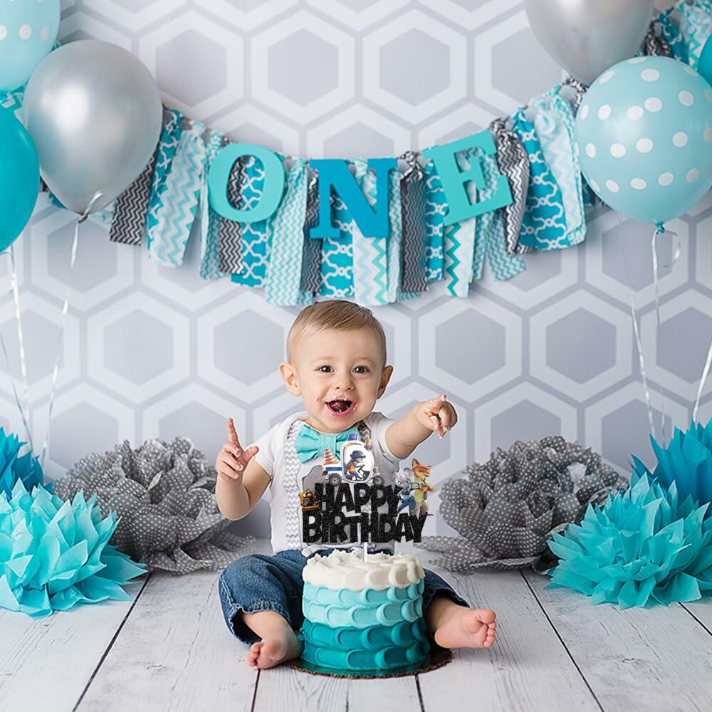 huizebaozhuang Zoo Birthday Party Cake Topper Double-Sided Black Cardboard