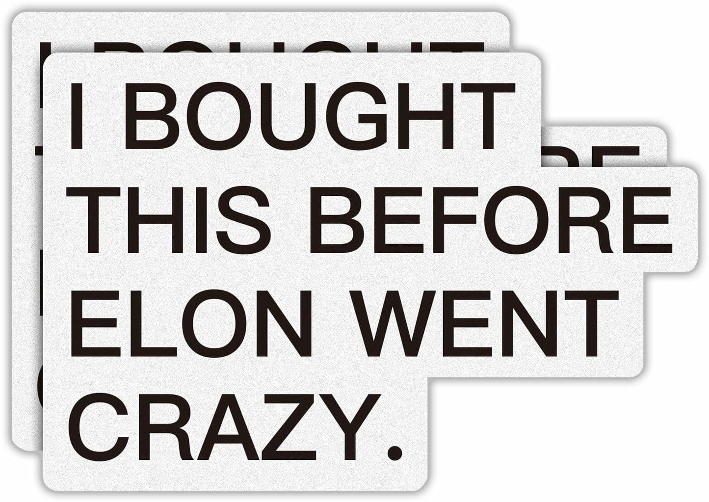 Tesla Anti Elon Musk Bumper Sticker 2 Pack 4x2.7in White Reflective Vinyl