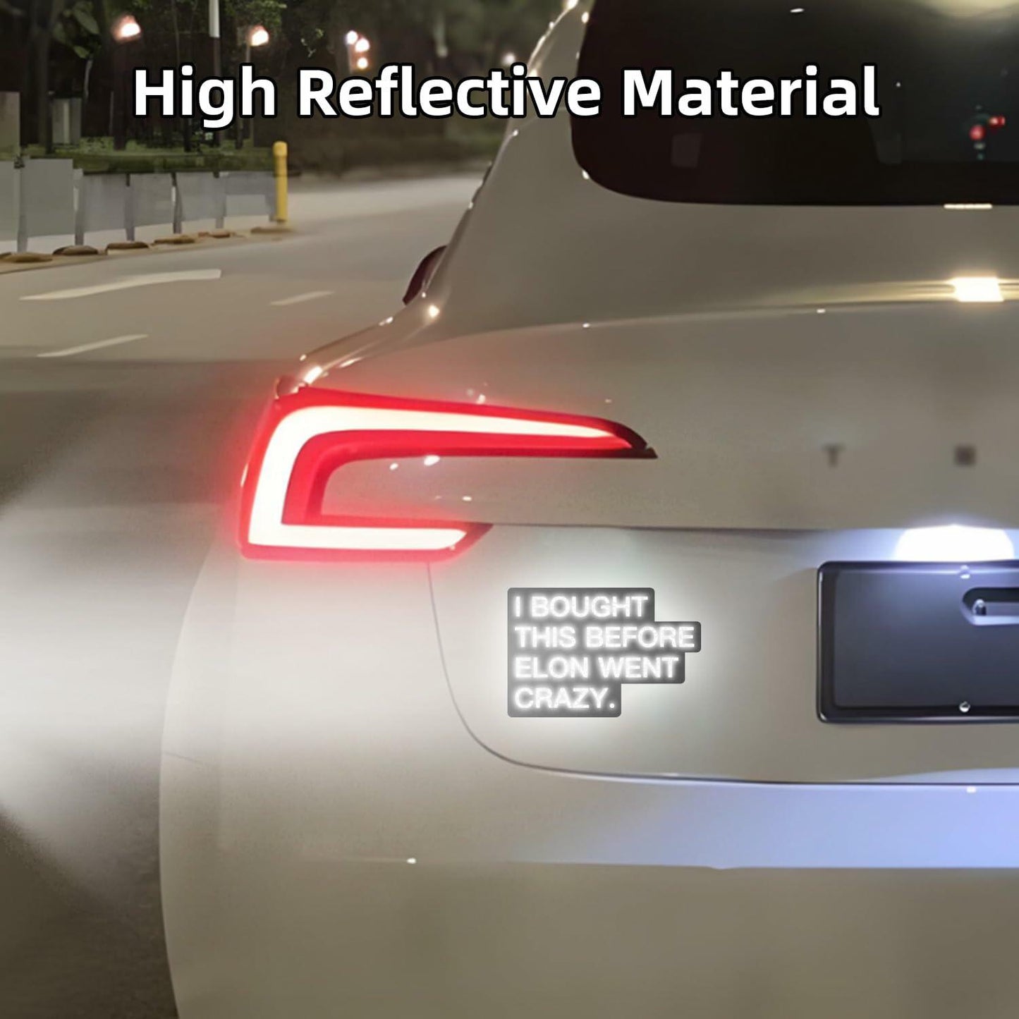 Tesla Bumper Sticker Anti Elon Musk 2 Pack 4x2.7in Black Reflective Vinyl