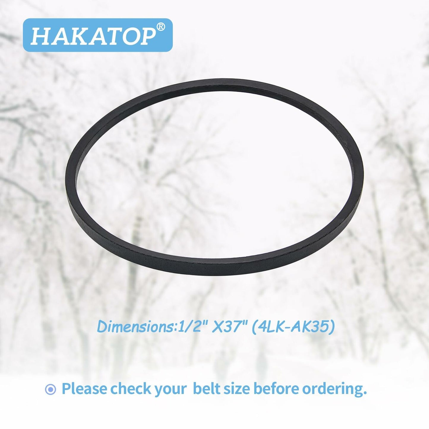 HAKATOP Snow Thrower Auger Belt for MTD 1/2" x 37" Black Rubber