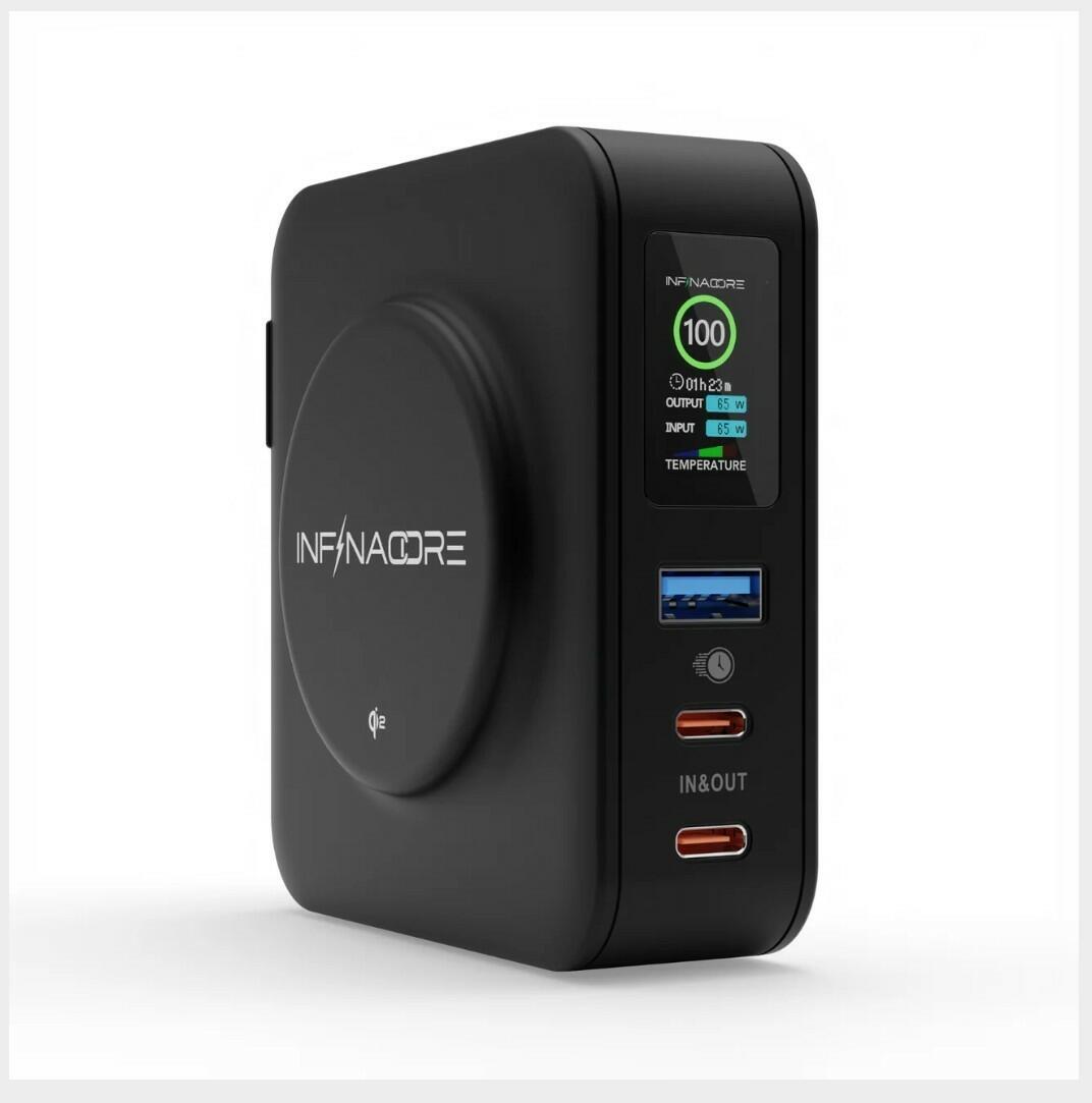 [Like New] InfinaCore P3 Pro 65W GaN 10500mAh Qi Wireless Portable Charger Black