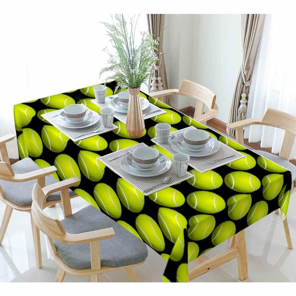 NOHSHE Tennis Ball Rectangle Table Cloth Waterproof Yellow Black 52x70