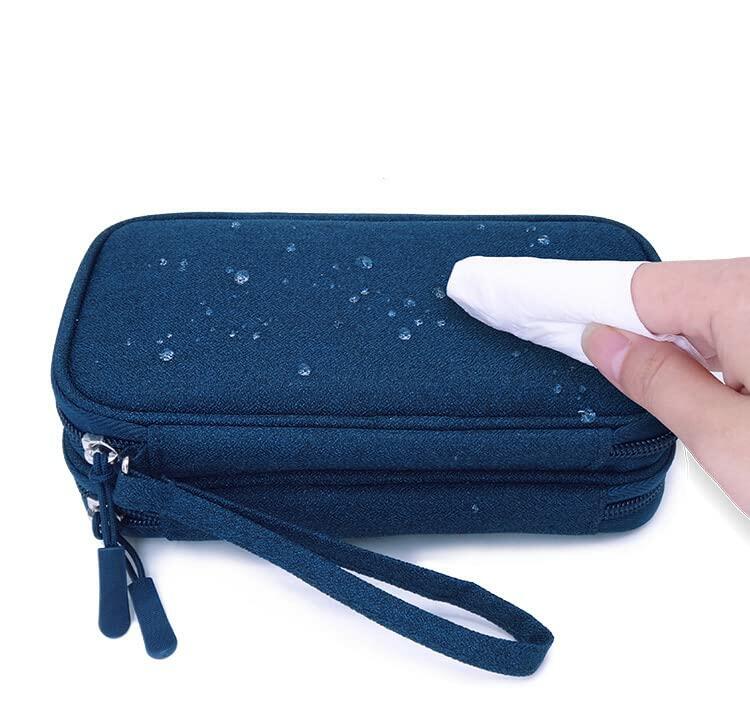 eYistar Diabetic Supplies Travel Case Organizer Blue for Test Strips Lancets