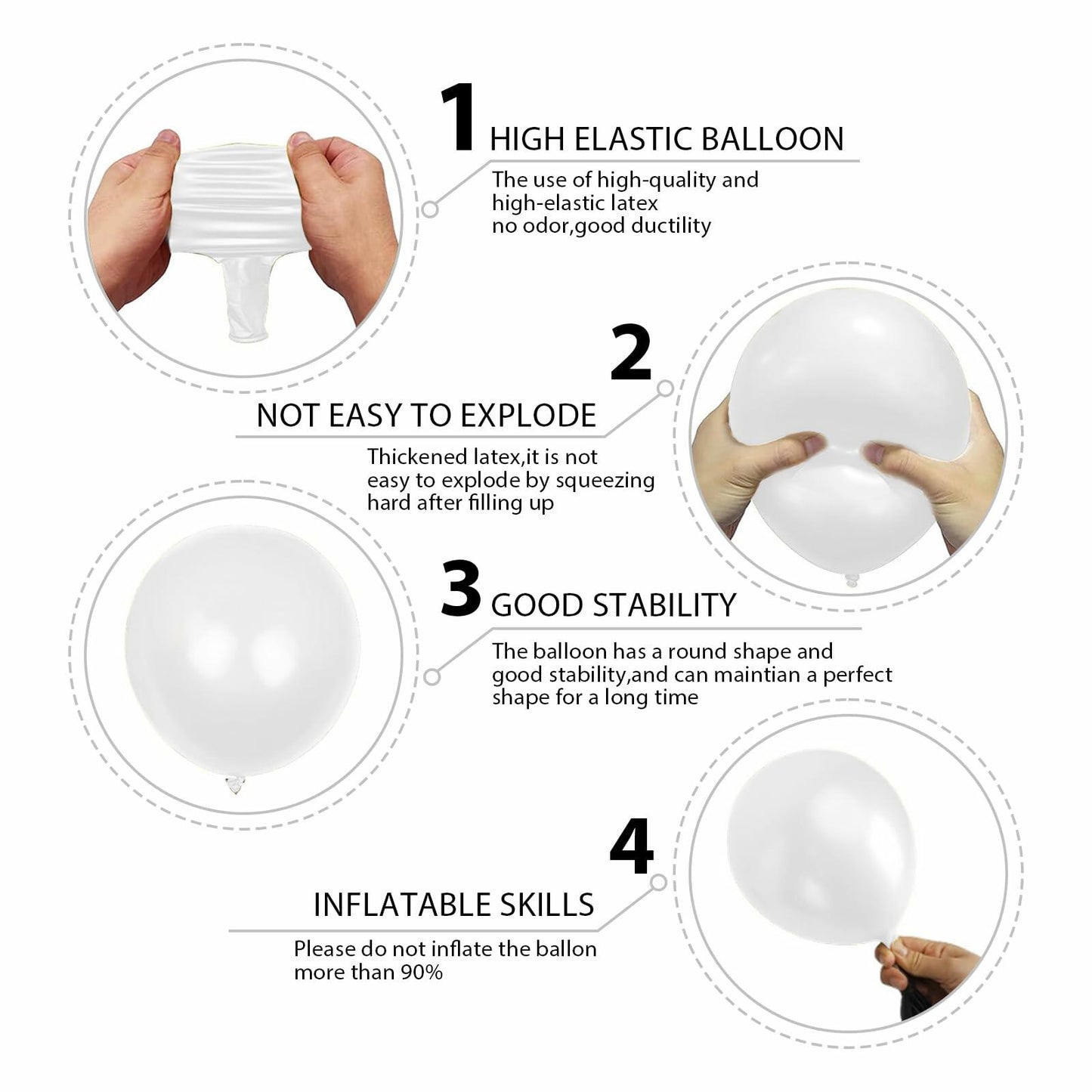 SINBEE 140pcs White Balloon Arch Kit 18 12 10 5 Inch Party Decorations