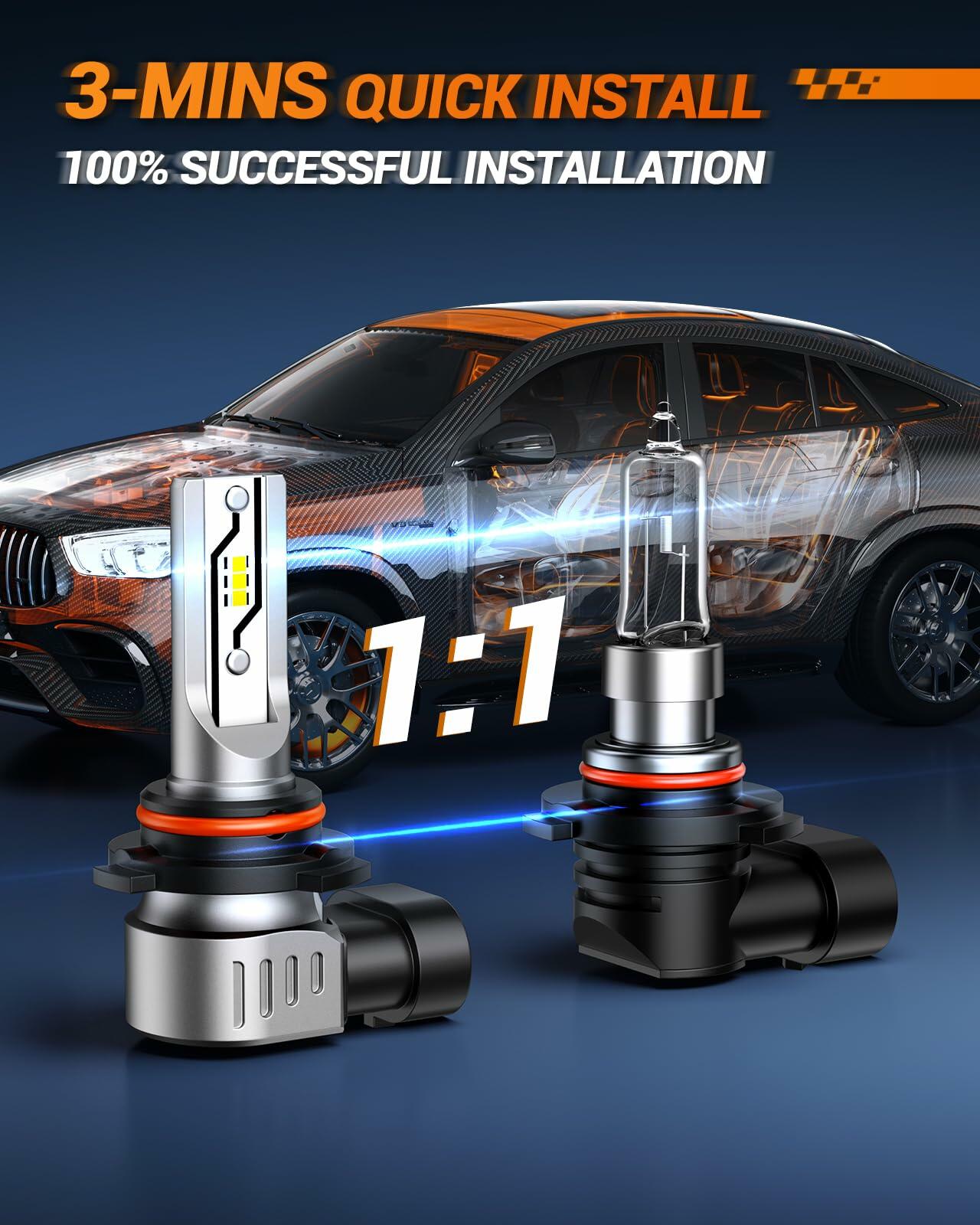 SEALIGHT 9145 H10 LED Fog Light Bulbs Yellow 3000K 10000LM 2 Pack