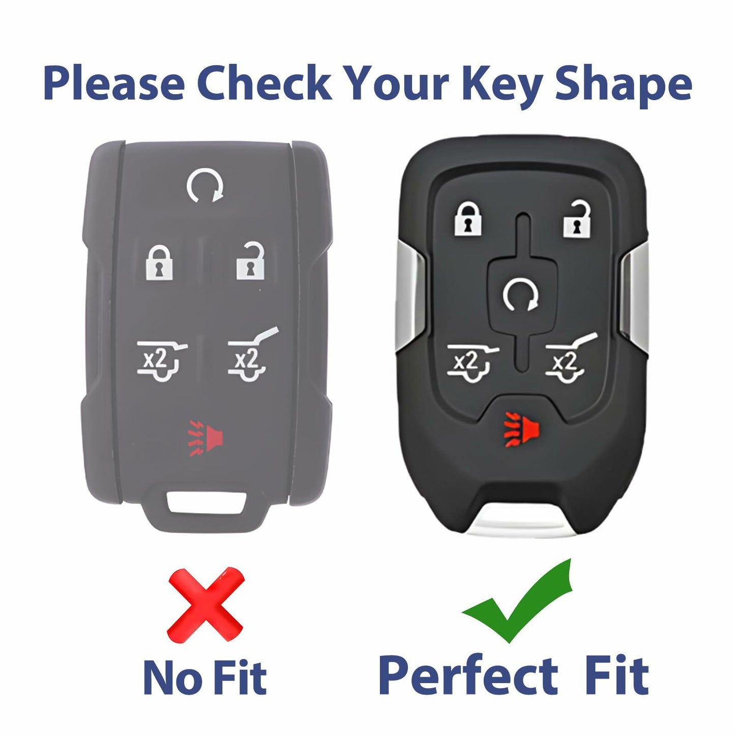 LIANGYM Blue TPU Key Fob Cover 6-Button for 2015-2020 GMC Yukon XL Denali