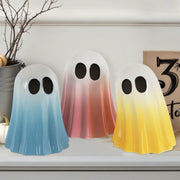 DAZONGE Halloween Ceramic Ghost Figurines Set of 3 Pink Yellow Blue Indoor