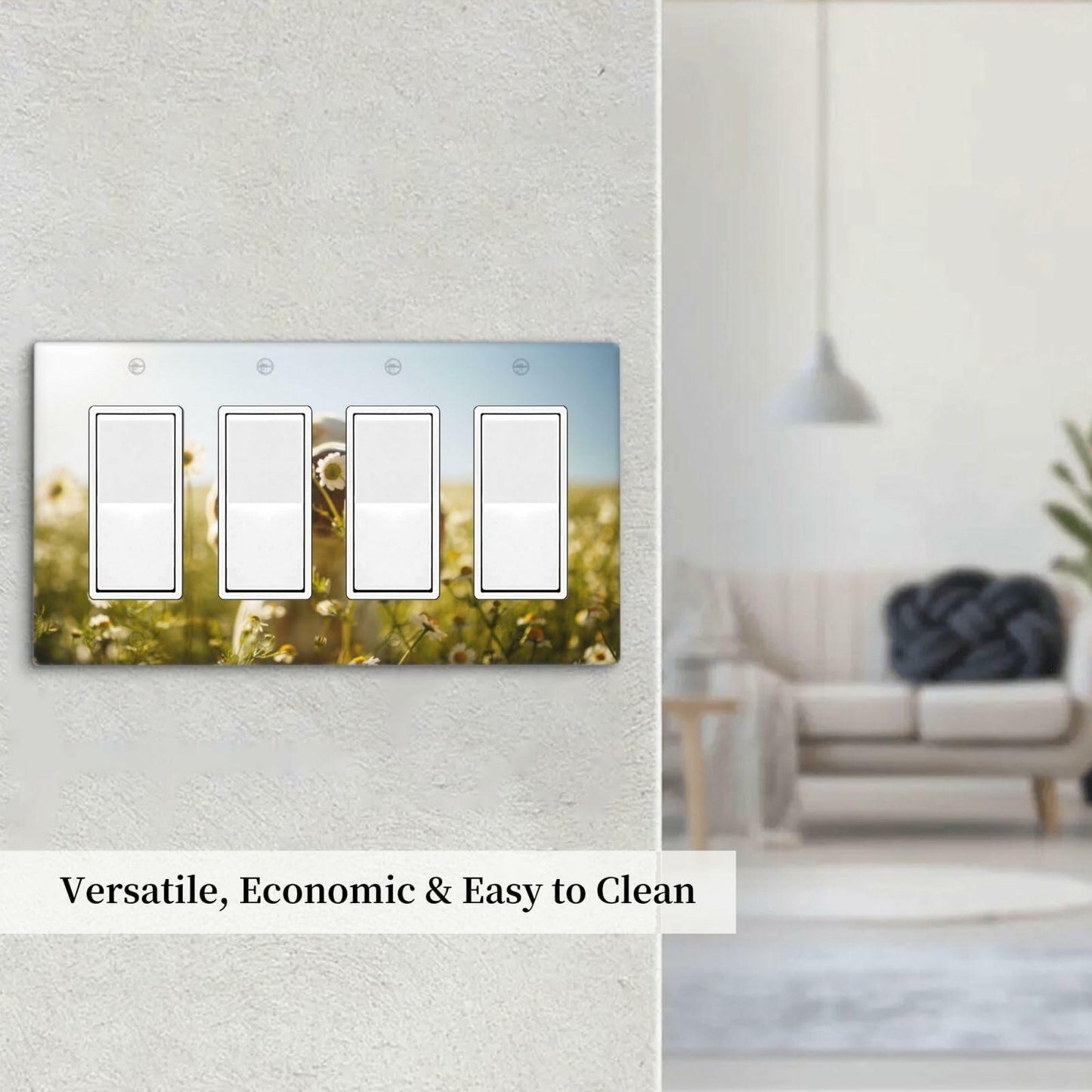 Wpshijia 4 Gang Light Switch Cover Wild Daisy Puppy Outdoor Wall Plate