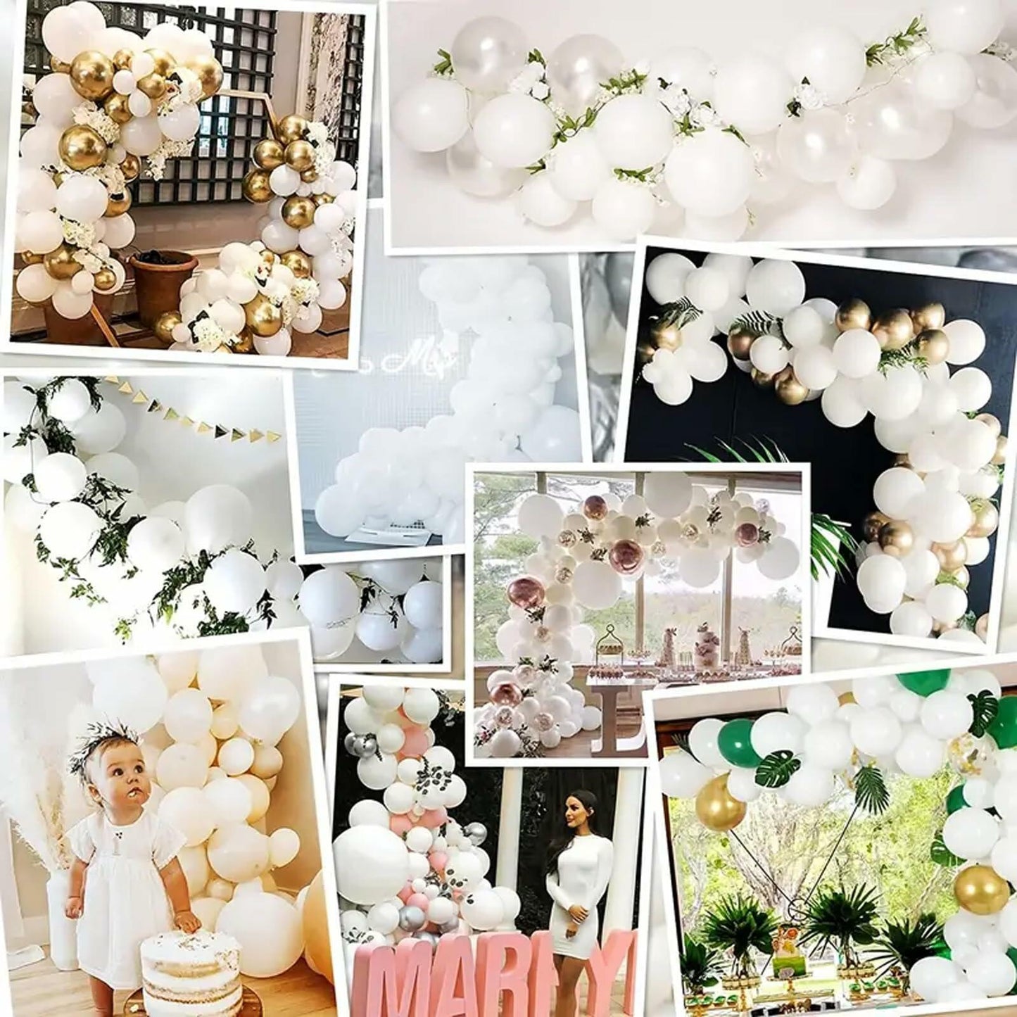 SINBEE 140pcs White Balloon Arch Kit 18 12 10 5 Inch Party Decorations