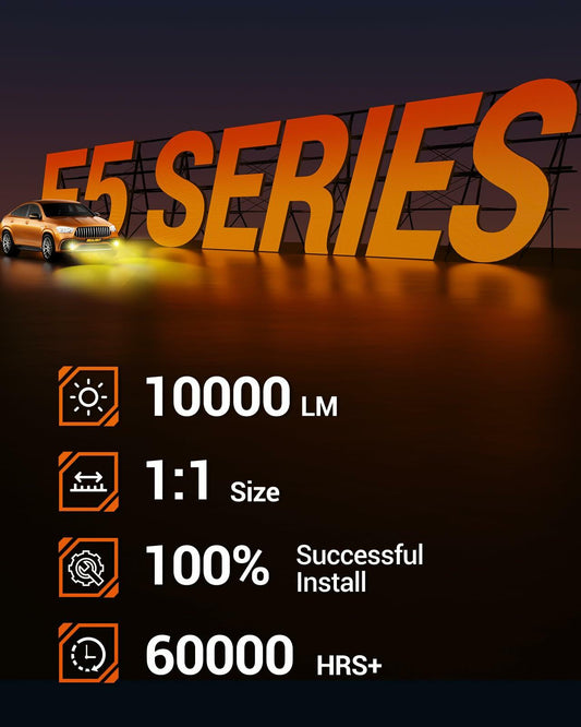 SEALIGHT 9145 H10 LED Fog Light Bulbs Yellow 3000K 10000LM 2 Pack